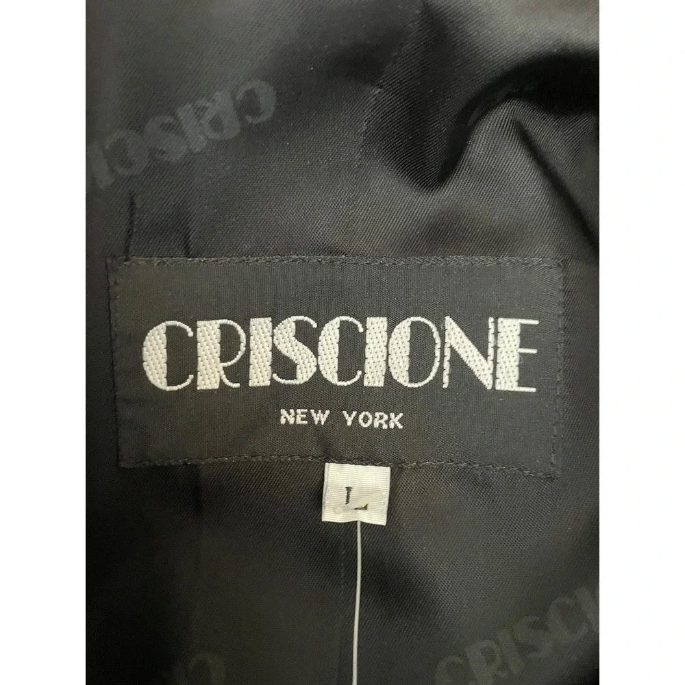 Criscione Women Blazer L Jacket Black Rhinestone Sparkle Grid Evening Dressy
